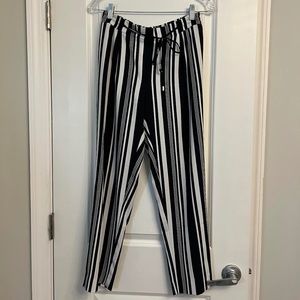 Zara Blue & White Striped Pants, Size Medium